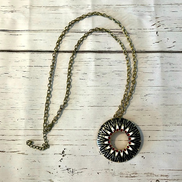 Statement necklace, Red and Gold - Picture 1 of 6